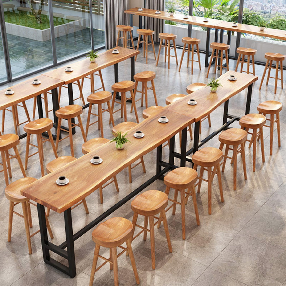 Solid Wood Industrial Bar Counter Table with Live Edge Design – 140cm Rustic Height Pub Table ORNDYDM