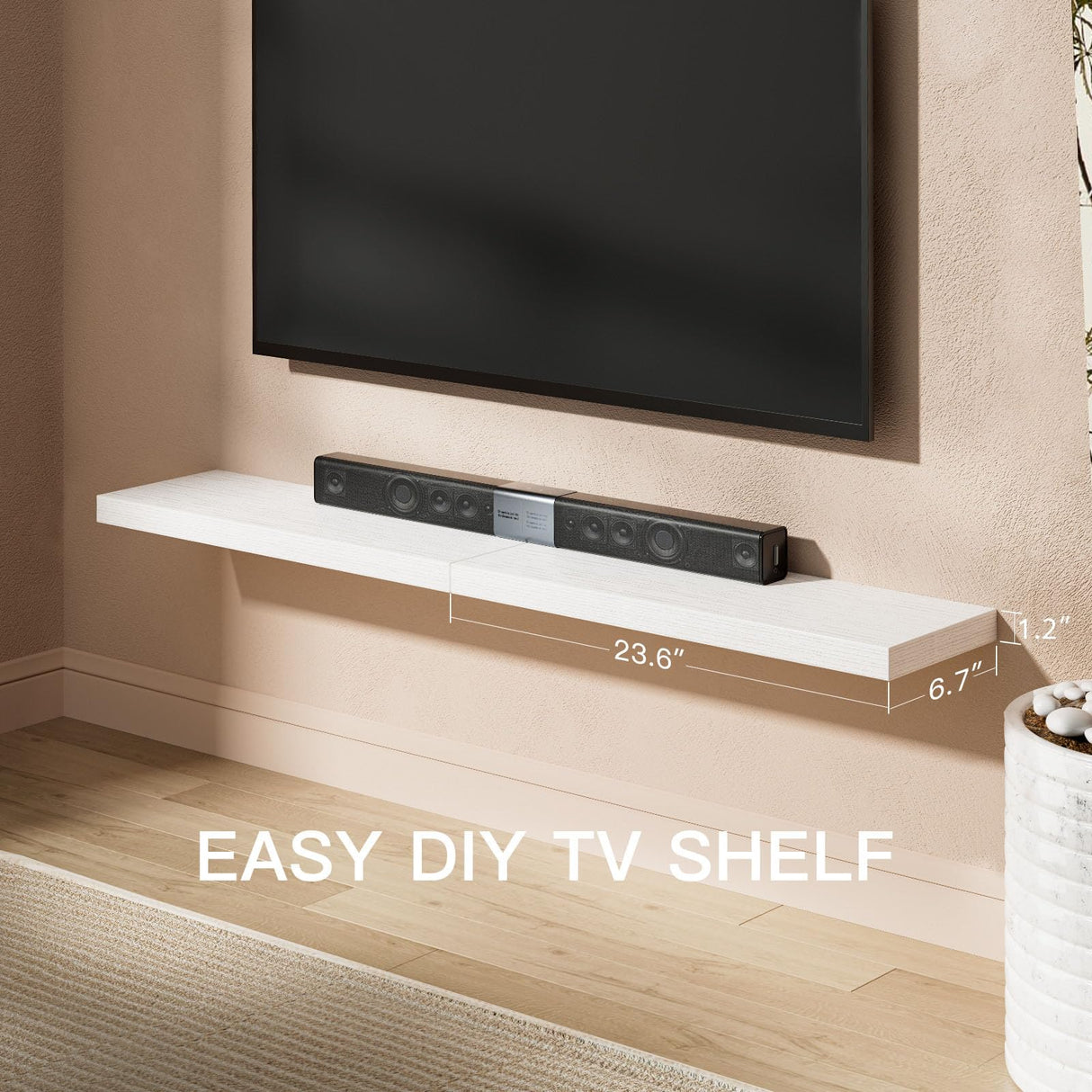 Amada HOMEFURNISHING Floating Shelves Large, 24 x 7 Inch Wall Shelves for Bathroom, Bedroom, Kitchen, Shelves for Wall Decor Set of 2, White - AMFS06 AMADA HOMEFURNISHING