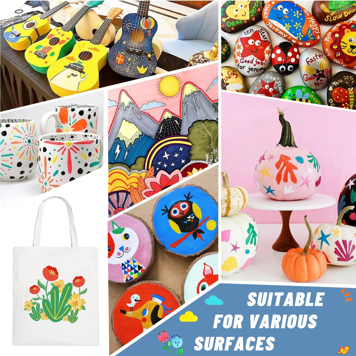 28 Metallic Colors Acrylic Paint Markers, Dual Tip Acrylic Paint Pens for Rock Painting, Black Paper, Wood, Canvas, Stone, Glass, Ceramic, DIY Crafts Making Art Supplies (Brush Tip and Round Tip) TANMIT