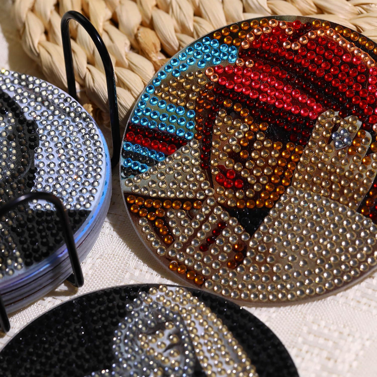 8 PCS Singer Diamond Art Coasters Kits, Pop Star Diamond Painting Coasters with Holder Set of 8, DIY Drink Coasters Art Crafts Supplies for Adults Cup Mat for Home Decor House Warming Gifts Non-Slip YSUNETER