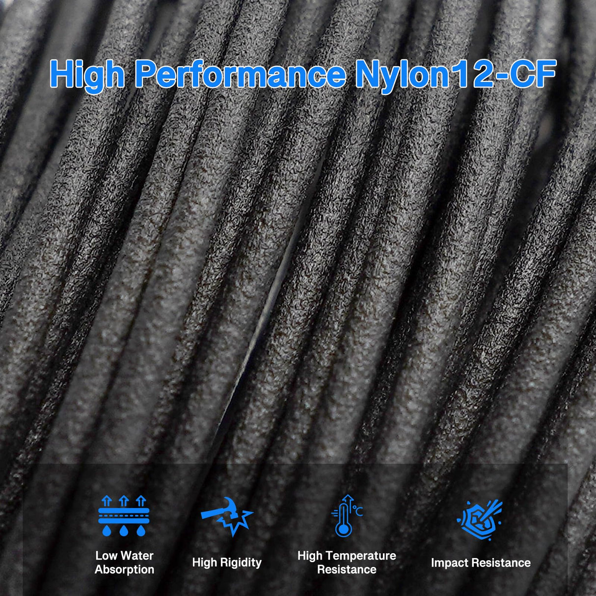 Nylon Carbon Fiber Filament PA12 CF 50G 1.75mm for 3D Printer Filament 3D Engineering Printing yxpolyer