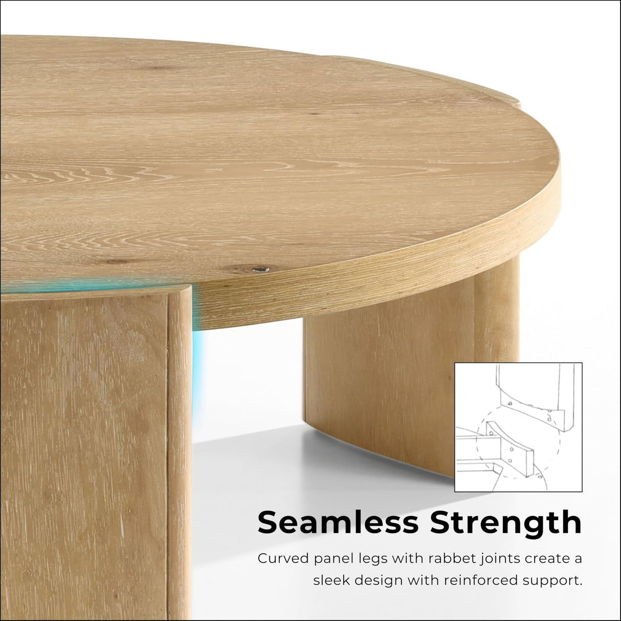 Furniture of America Carys Modern Solid Wood 42-inch Round Coffee Table with Plinth Base, Living Room Furniture for Small Space, Home Office, Oak Furniture of America