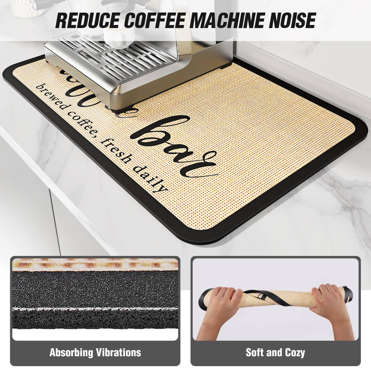 DK177 Coffee Mat Coffee Bar Mat Hide Stain Absorbent Drying Mat with Waterproof Rubber Backing Fit Under Coffee Maker Coffee Machine Coffee Pot Espresso Machine Coffee Bar Accessories DK177