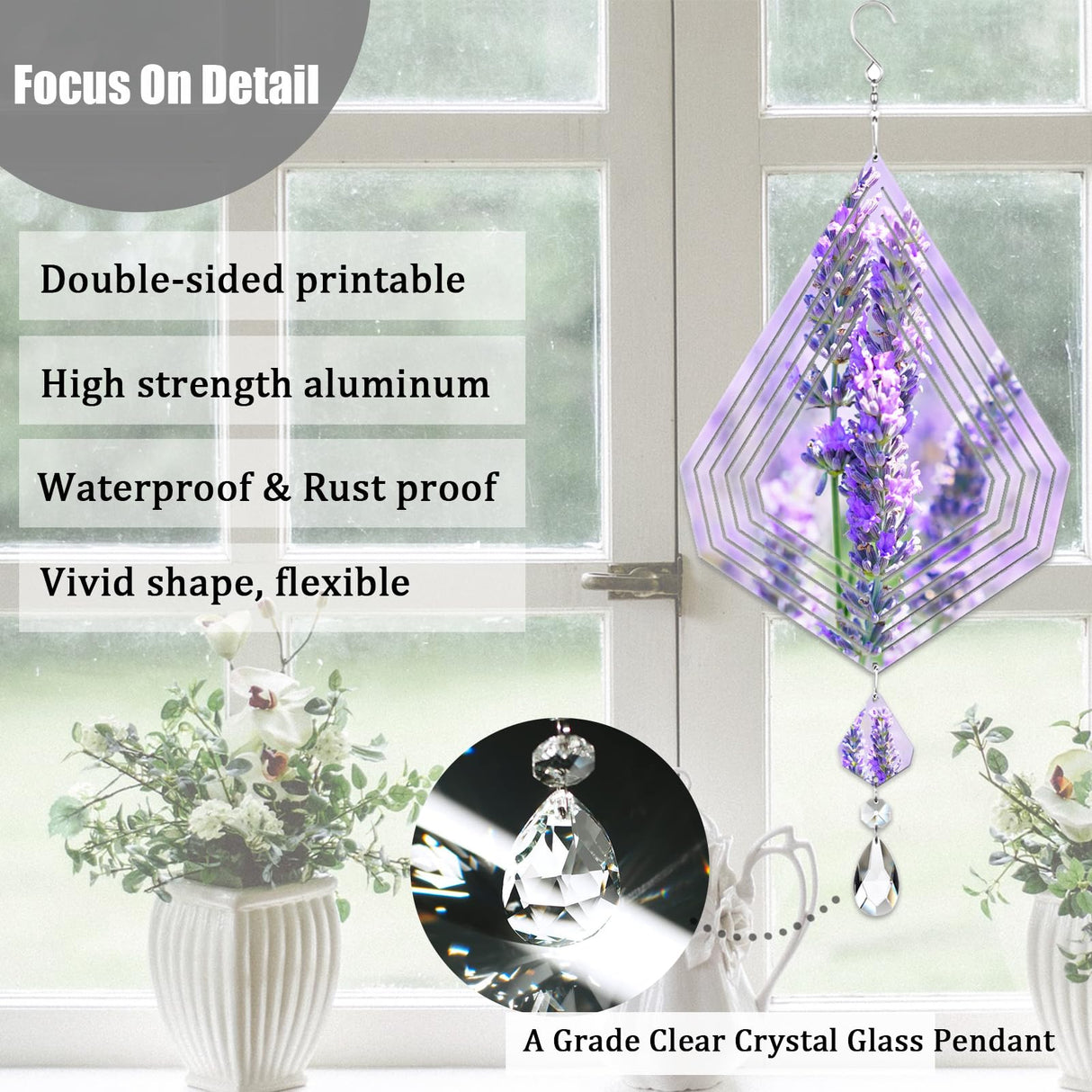 4Pack 11inch Sublimation Wind Spinner Blanks 3D Aluminum Metal Wind Sculpture Kinetic Spinners for Yard and Garden Indoor Art Ornaments Hanging Decoration (Diamond) WindMage