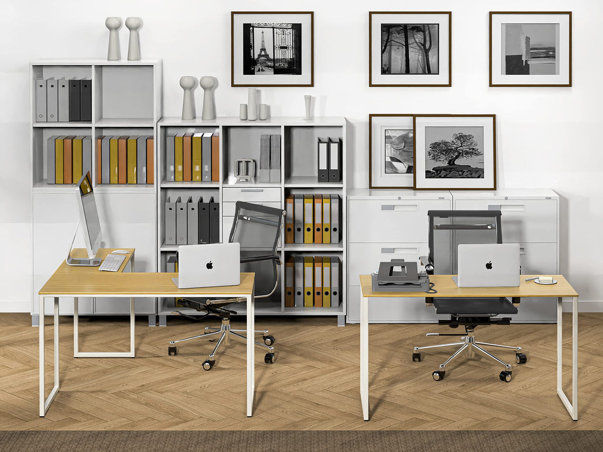 SHW 48-Inch Mission L-Shaped Home Computer Desk, Oak SHW