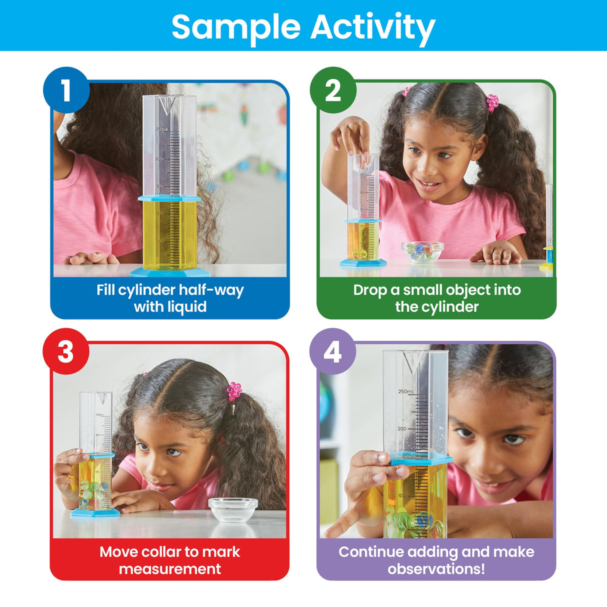 Hand2mind Starter Science Graduated Cylinder Set, Science Lab Equipment for Kids, Measuring Toys, Educational Science Kits, Chemistry Set, Science Supplies for Classroom (Set of 5) hand2mind