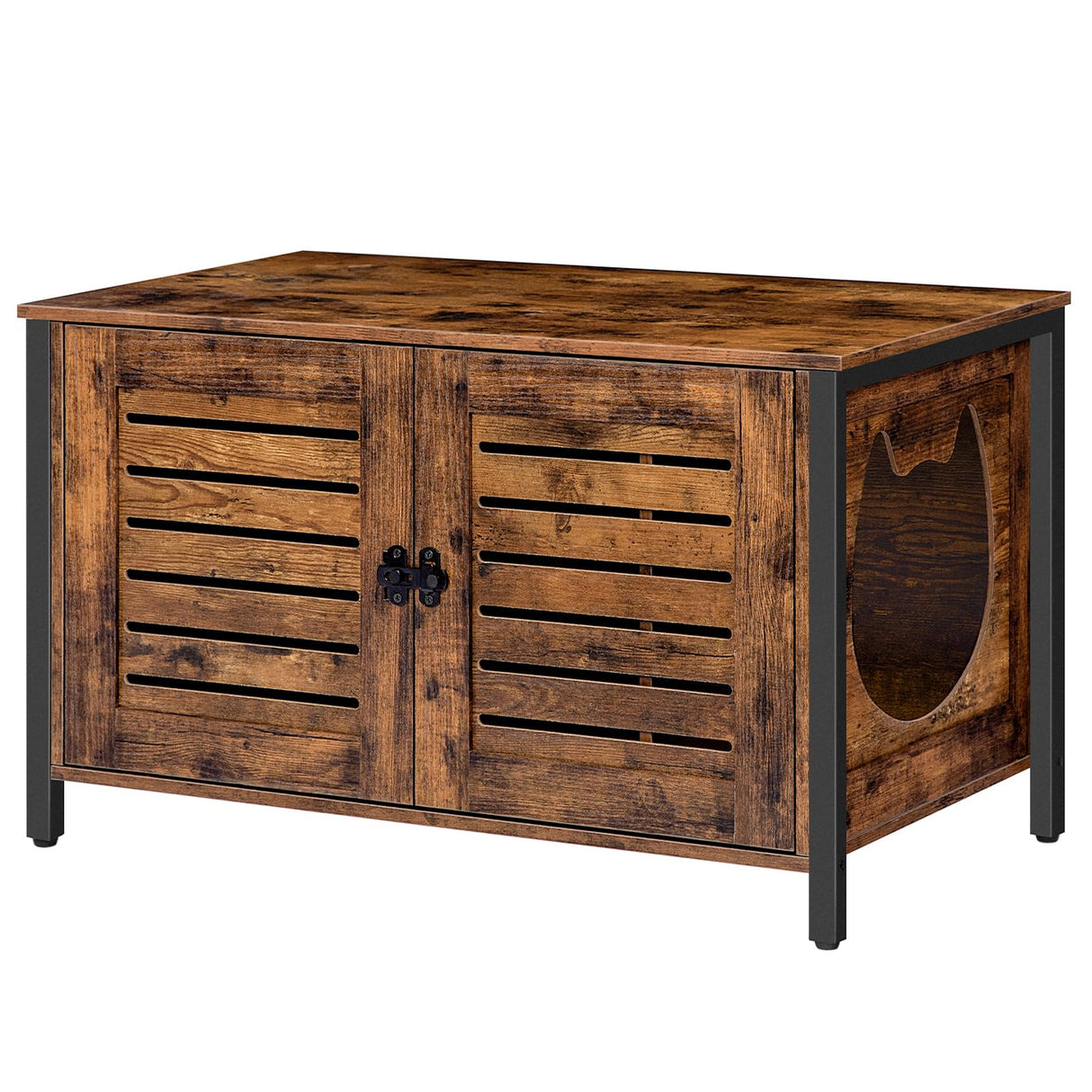 HOOBRO Cat Litter Box Enclosure, Hidden Litter Box Furniture with Shutter Door and Head Mat, Cat Litter Box Furniture Fit Most of Litter Box, 31.5''L x 17.7''W x 19.9''H, Rustic Brown BF06MW01 HOOBRO