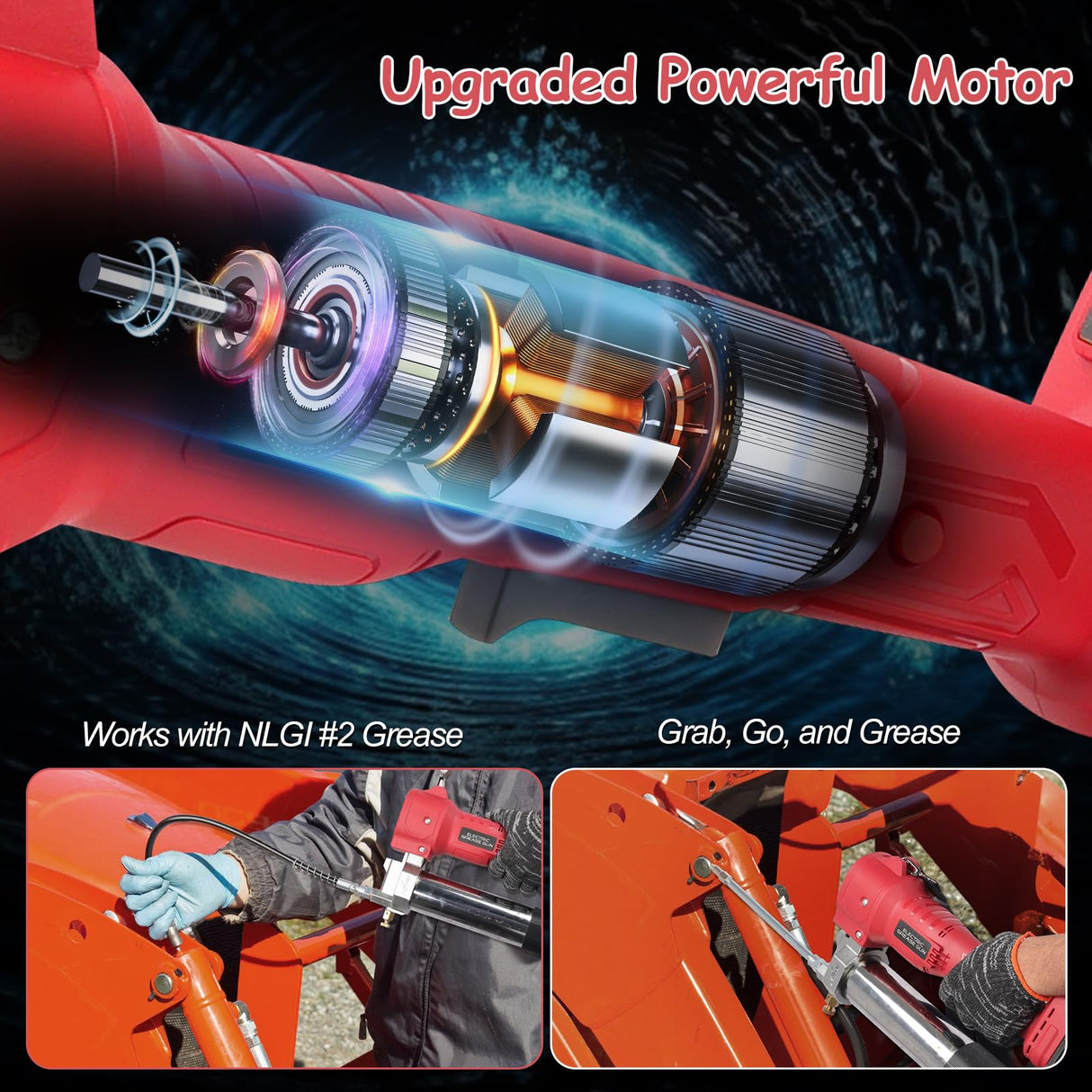 Zenithz Electric Grease Gun: 10000 PSL Grease Gun Battery Powered with 2 Batteries and Charger-Heavy Duty Cordless Grease Guns with LED Light for Trailer - Car Boat Truck Machinery Maintenance Zenithz