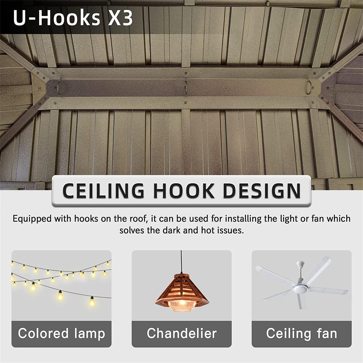 12x18Ft Hardtop Gazebo Wooden Coated Aluminum Frame Canopy Galvanized Steel Double Roof Outdoor Wood-Looking Permanent Metal Pavilion with Curtains and Netting for Patio Deck Lawn MONDAWE