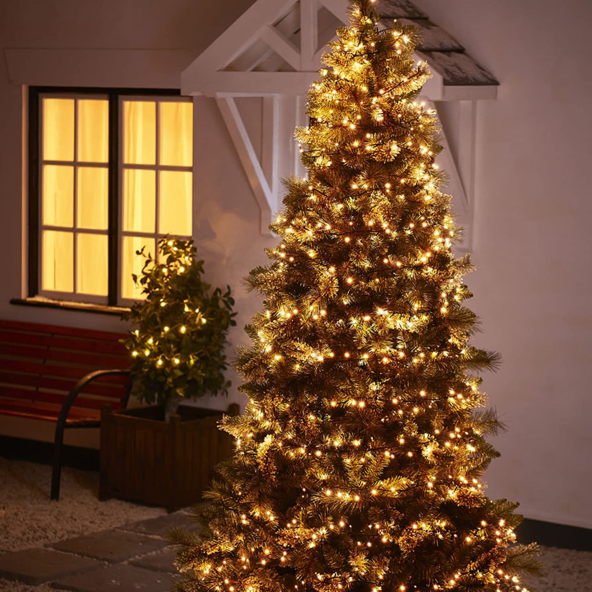 Dazzle Bright Warm White Christmas String Lights, 82ft 1000 LED Waterproof Green Wire Fairy Lights with 8 Modes, Outdoor Lights for Xmas Tree Holiday Wedding Party Christmas Decorations Dazzle Bright