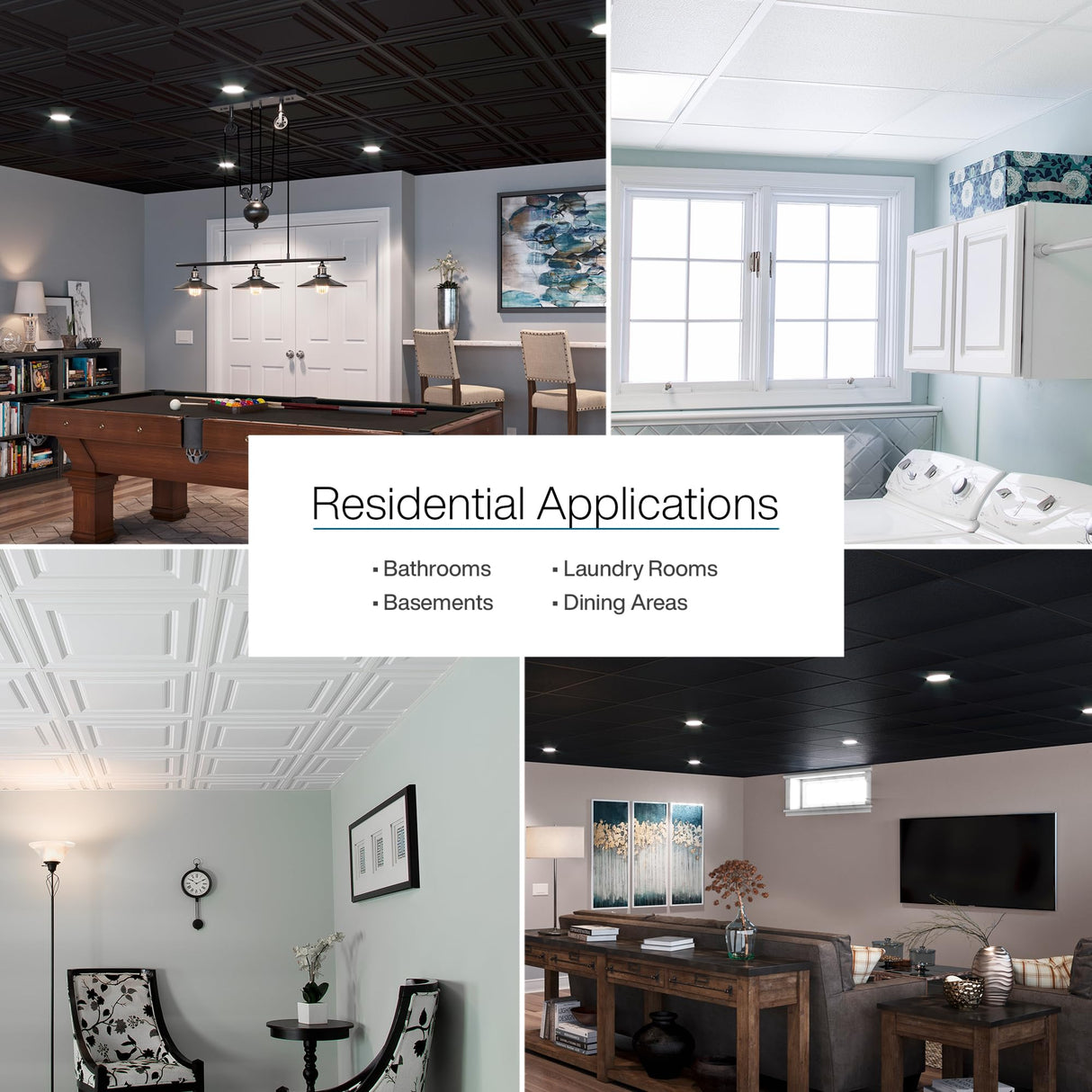 Genesis 2ft x 2ft Smooth Pro White Ceiling Tiles - Easy Drop-in Installation – Waterproof, Washable and Fire-Rated - High-Grade PVC to Prevent Breakage - Package of 12 Tiles Genesis