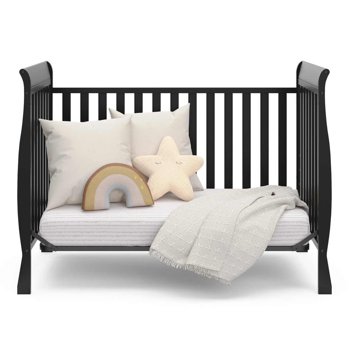 Storkcraft Maxwell Convertible Crib (Black) – GREENGUARD Gold Certified, Converts to Toddler Bed and Daybed, Fits Standard Full-Size Crib Mattress, Classic Crib with Traditional Sleigh Design Storkcraft