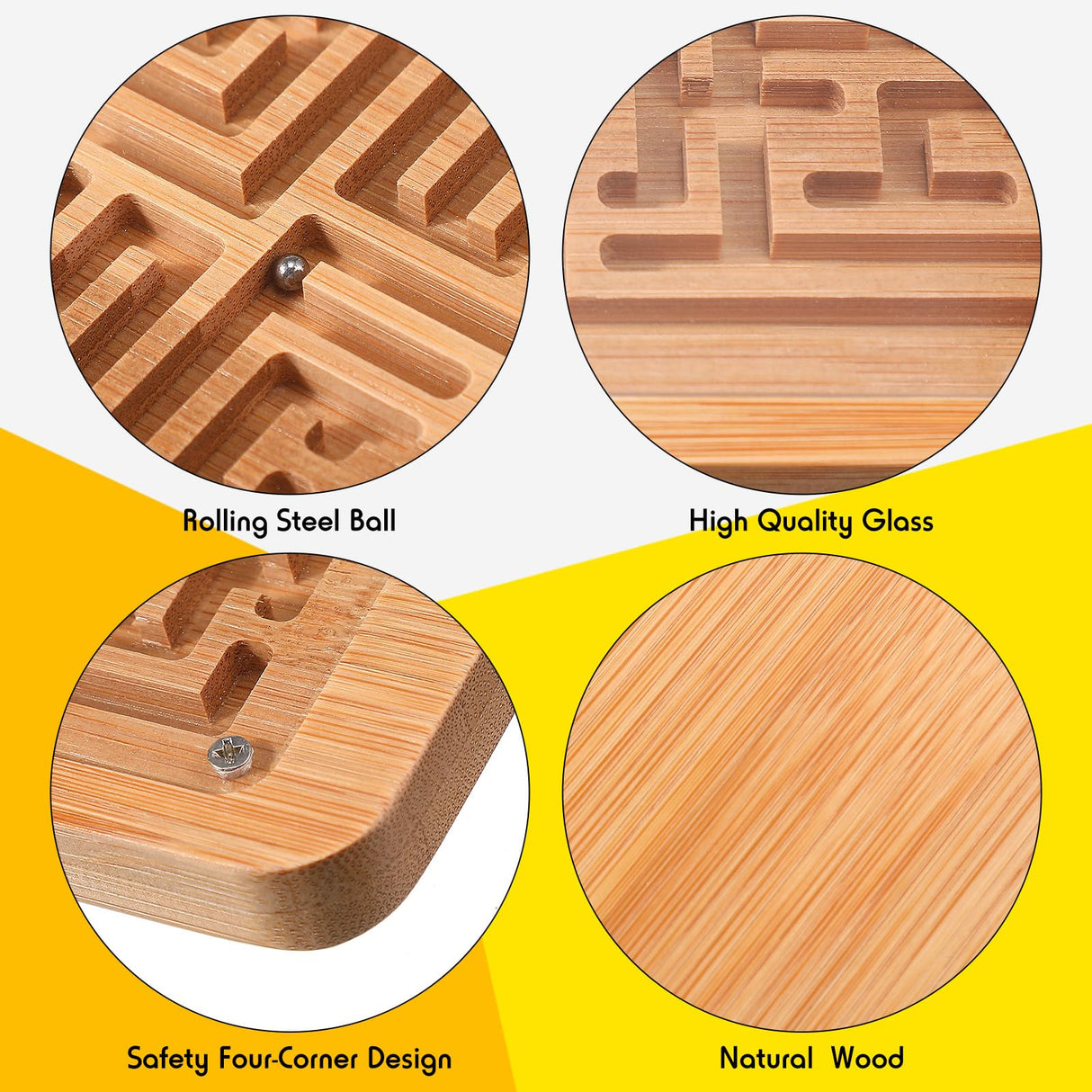 Syhood 2 Pack Wooden Labyrinth Game Marble Maze with Steel Marble, Brain Puzzle Logic Toy Rectangular Challenging Labyrinth Board Game for Education and Fun Adults, Teenagers, Boys and Girls Syhood