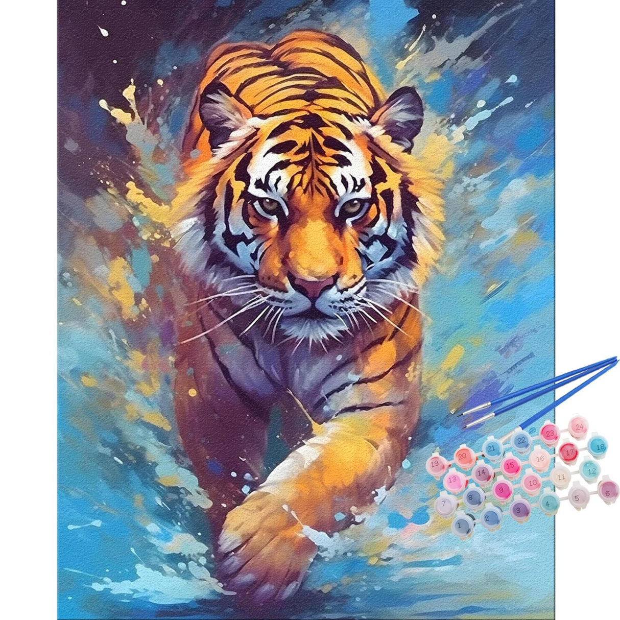 TOCARE Tiger Paint by Numbers Kit for Adults, Adult Paint by Number Tiger Canvas,Adults’ Paint-by-Number Kits Animal 16x20inch TOCARE