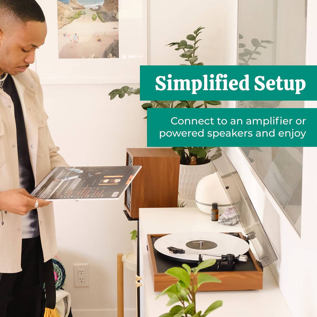 Electrohome Montrose Vinyl Record Player 2-Speed Belt-Drive Turntable, with Audio-Technica Stylus, Speed Control Motor, Built-in Preamp, Wood Plinth, Anti-resonant Platter, Auto-Stop (RR35) Electrohome