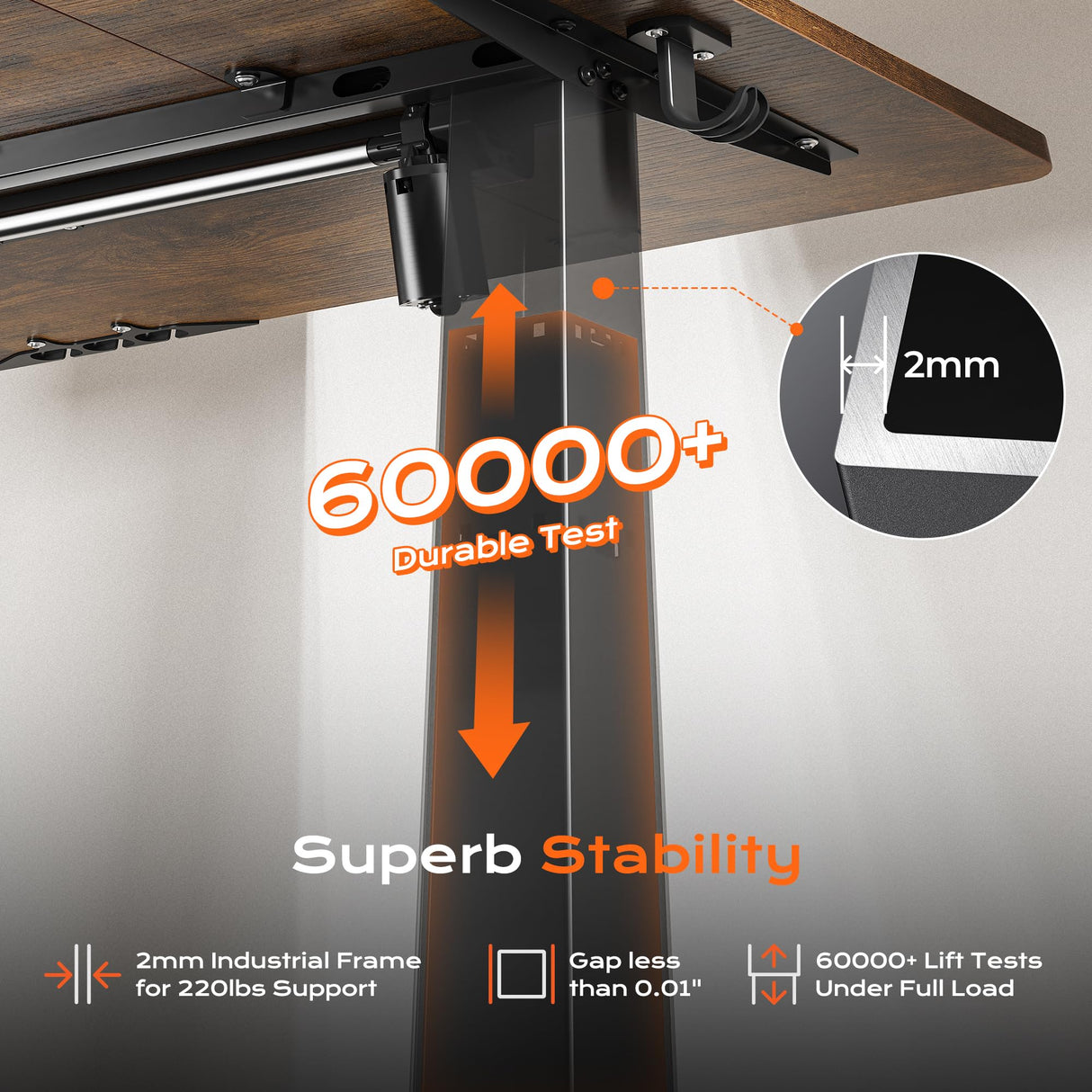 Huuger 55 x 28 Large Electric Standing Desk, Height Adjustable Computer Desk, 27.6" Deep Desktop, Stand up Gaming Office Desk with 2 Hooks, 3 Preset Heights, for Home Office, Rustic Brown Huuger