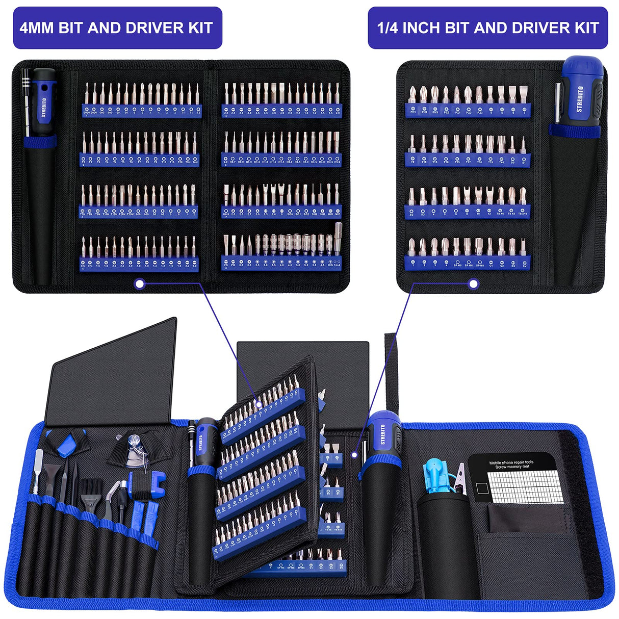 STREBITO Precision Screwdriver Set 191-Piece Multi-Bit Screwdriver 1/4 Inch Nut Driver Home Improvement Tool Electronic Repair Kit for Computer, iPhone, Laptop, PC, Cell Phone, PS4, Xbox, Nintendo STREBITO