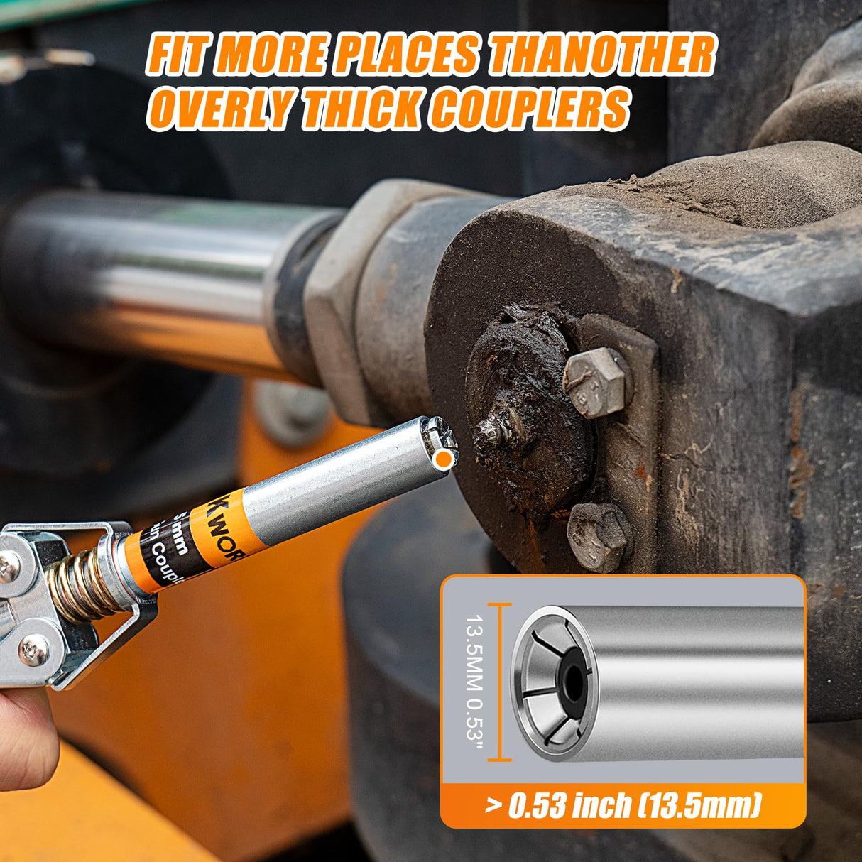 THINKWORK Grease Gun Coupler Set, Double Handle Extra Reach Strong Lock on Greases Gun Couplers with 90°Grease Coupler Adaptor, 12000 PSI Compatible with All Grease Guns 1/8" NPT Grease Gun Fitting THINKWORK