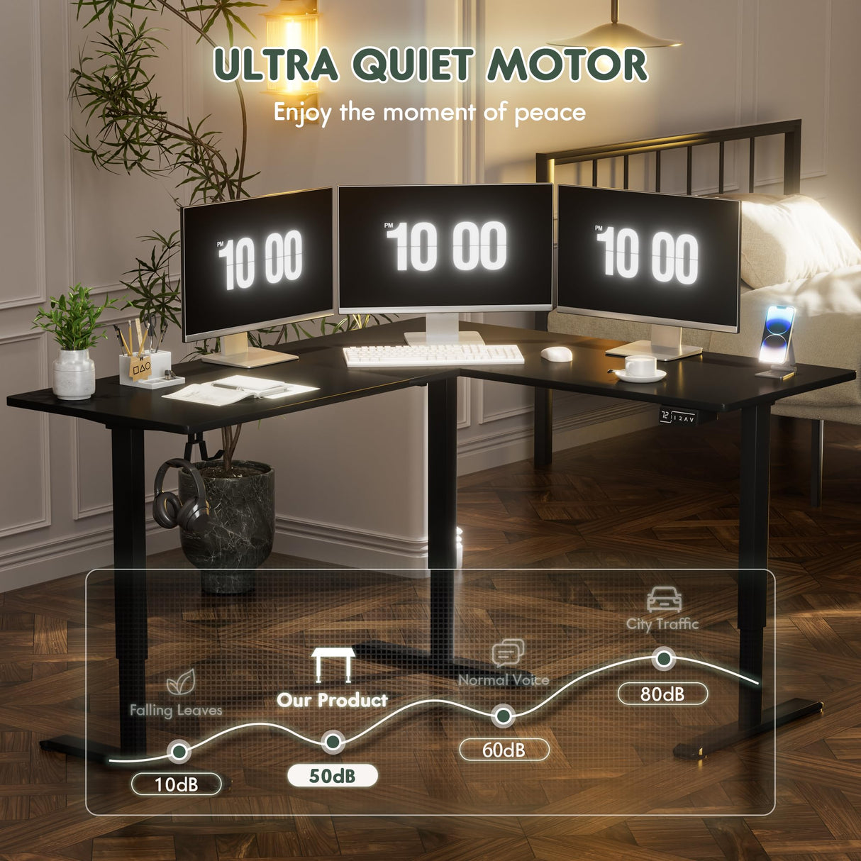 Furmax L Shaped Standing Desk Adjustable 63 x 55 Inch Corner Stand up Desk Electric Standing Computer Workstation with Preset Heights (Black) Furmax