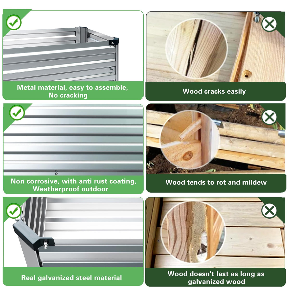 MGNO Galvanized Raised Garden Bed Outdoor with Legs,48×18×32in Metal Elevated Raised Planter Box for Backyard, Patio, Balcony, 300lb Capacity,Grey… MGNO