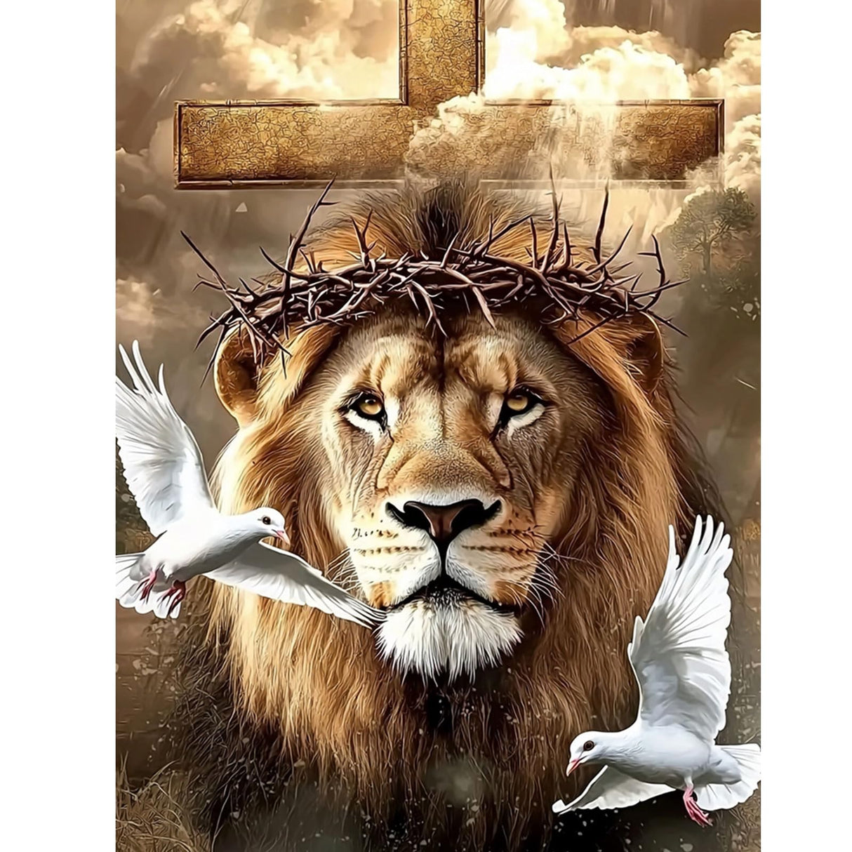 Skyboda Lion Diamond Art Kits for Adults, DIY 5D Jesus Diamond Painting Kit for Adults Beginners, Full Drill Diamond Gem Art Painting Kits Crafts for Wall Art Decor 12x16inch Skyboda