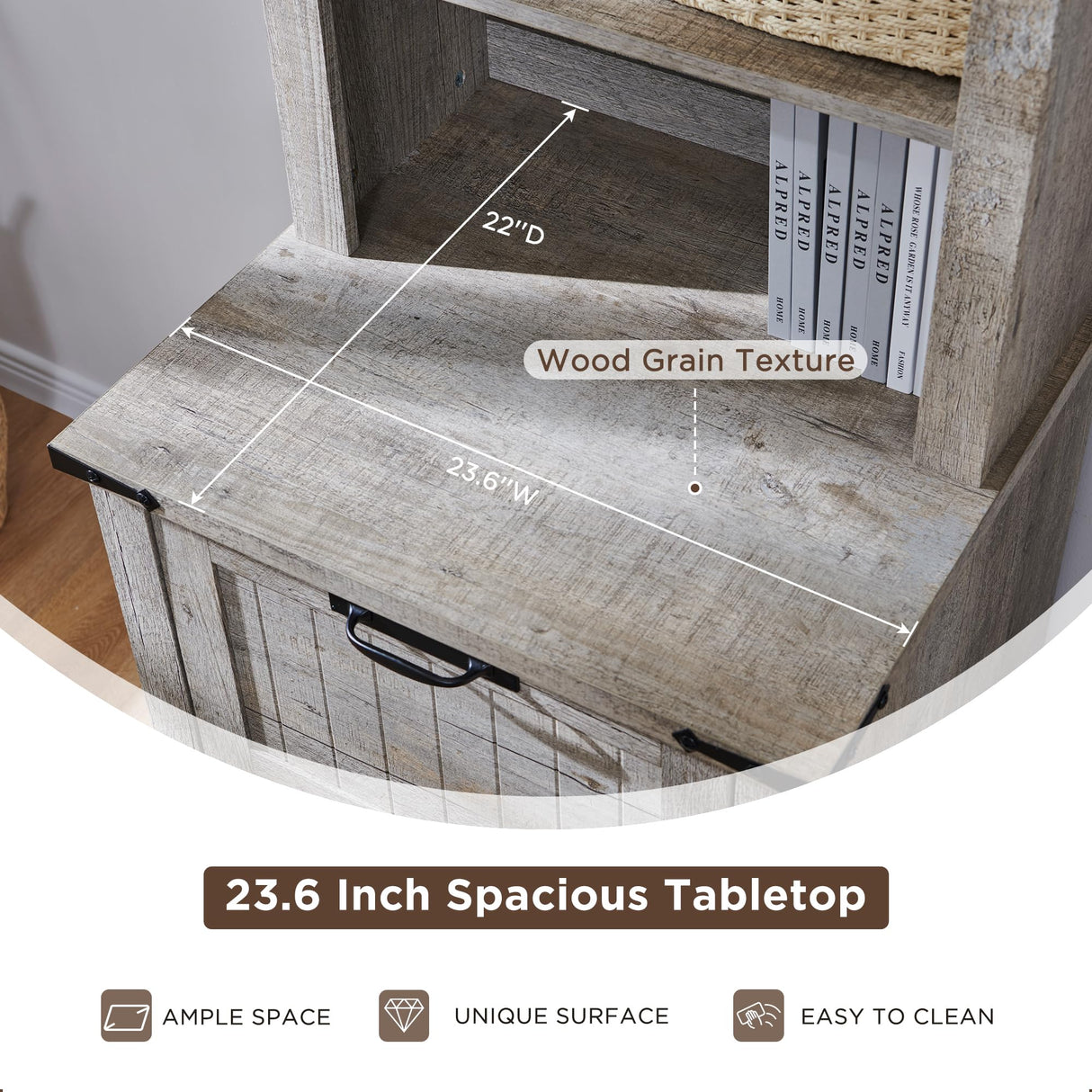 RedLemon Bookcase with 2 File Drawers, 72" Tall Farmhouse Bookshlef with Storage and Adjustable Shelves, 4 Tier Rustic Wood Bookshelf with Cabinet for Home Office, Living Room (Light Rustic Oak) RedLemon