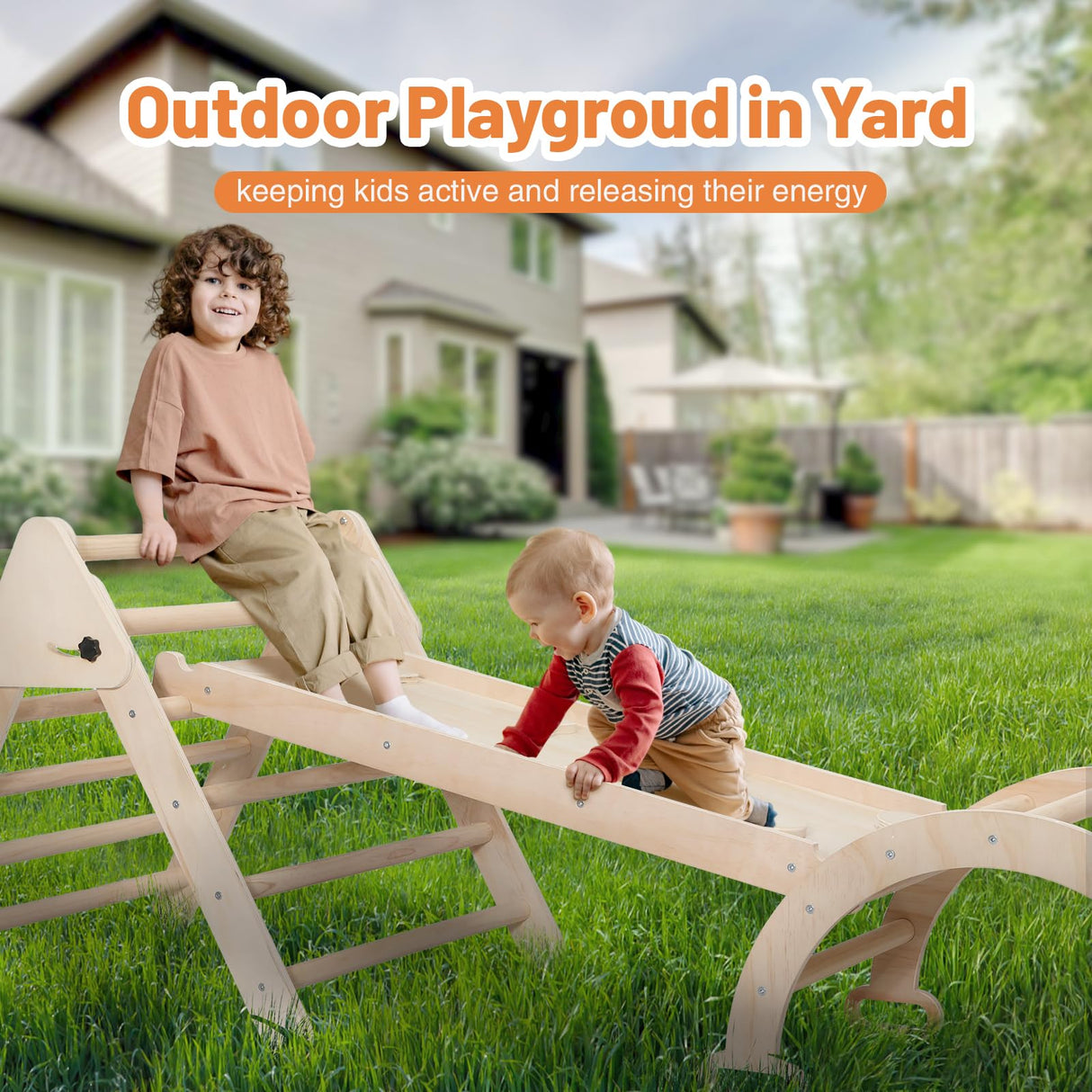 JungleDove 5 in 1 Wooden Climbing Toys for Toddlers - Foldable Climbing Triangle,Arch Climber, Climp Ramp - Montessori Toys for Babies Kids Climbing Toys Indoor & Outdoor - Girls & Boys Gift JungleDove