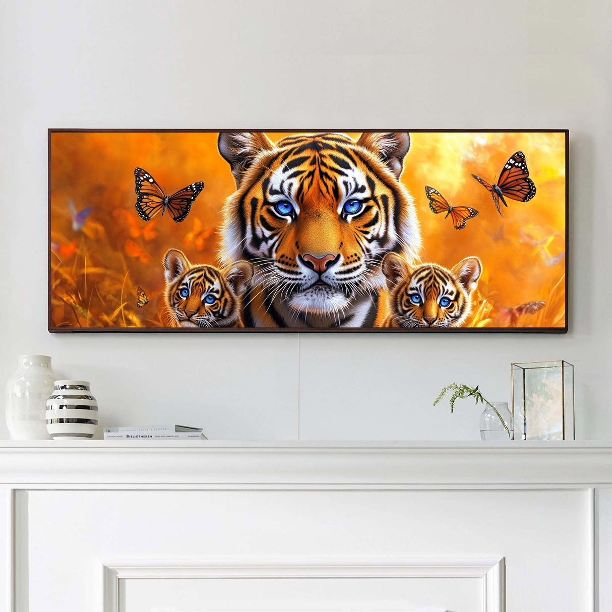 VAIIEYO Large Diamond Art Kits for Adults Tiger, Diamond Art Animal, Large Diamond Painting Kits Full Drill Round Rhinestone Craft Canvas for Home Wall Decor Gift 12x31 inch VAIIEYO