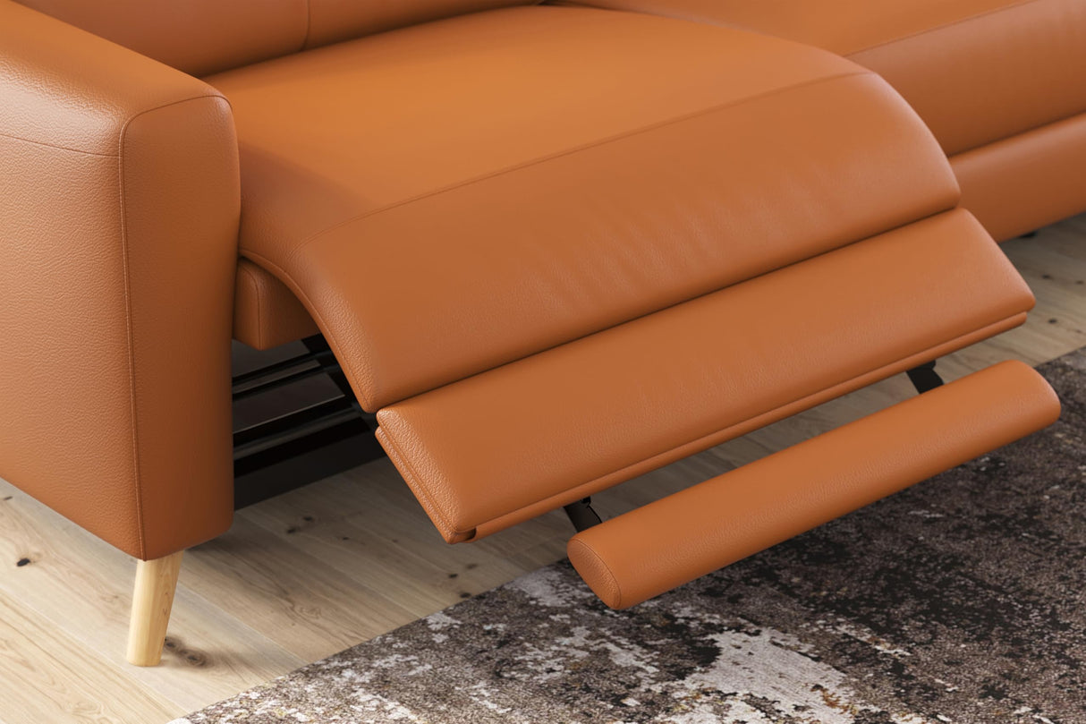 Valencia Elodie Leather Reclining Accent Chair, Italian Nappa 11000 Top Grain Leather, Power Recline & Adjustable Headrests, Modern Design for Living Room - Cognac VALENCIA THEATER SEATING