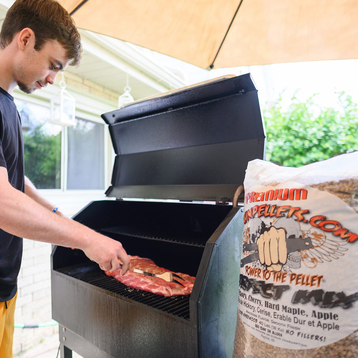 CookinPellets Perfect Mix Natural Hardwood Hickory, Cherry, Hard Maple, and Apple BBQ Grill Wood Pellets for Pellet Grill and Pellet Smoker, 40 Lb Bag CookinPellets