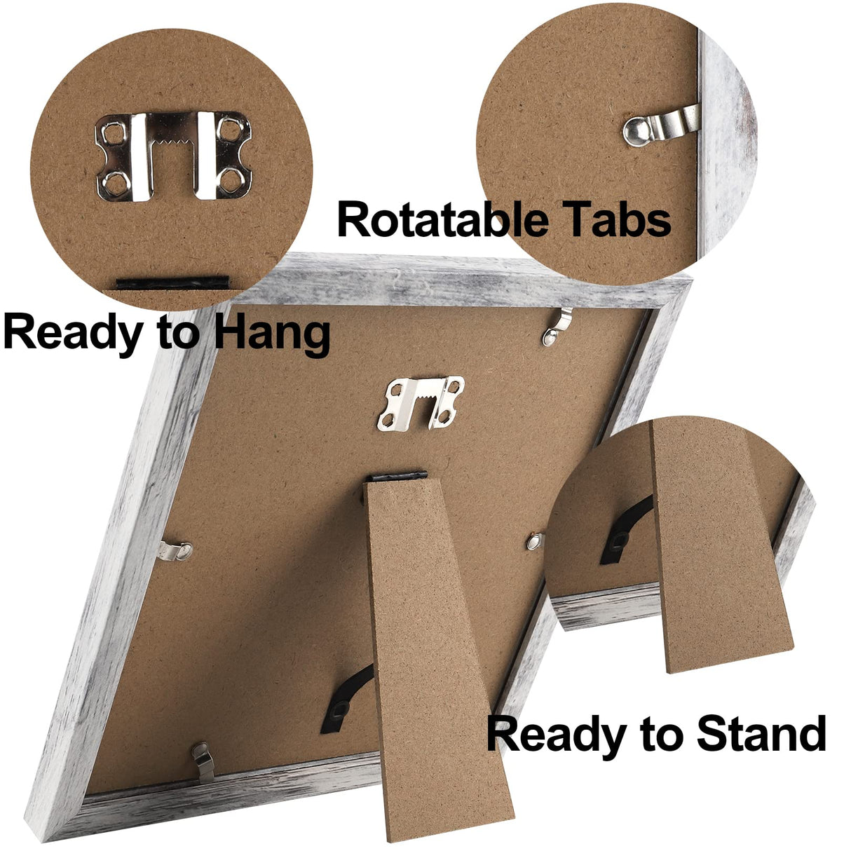 TOFOREVO 8x8 Square Picture Frames Set of 6 Distressed White Wood Grain Photo Frame for Gallery Wall Mounting or Tabletop Display TOFOREVO