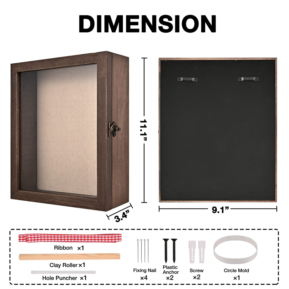 Gognlvn Pet Memorial Shadow Box with Clay Paw Print Impression Kit,Dog Wood Picture Frame Ornament as Loss Pet Keepsake and Gifts for Pet Lover Gognlvn