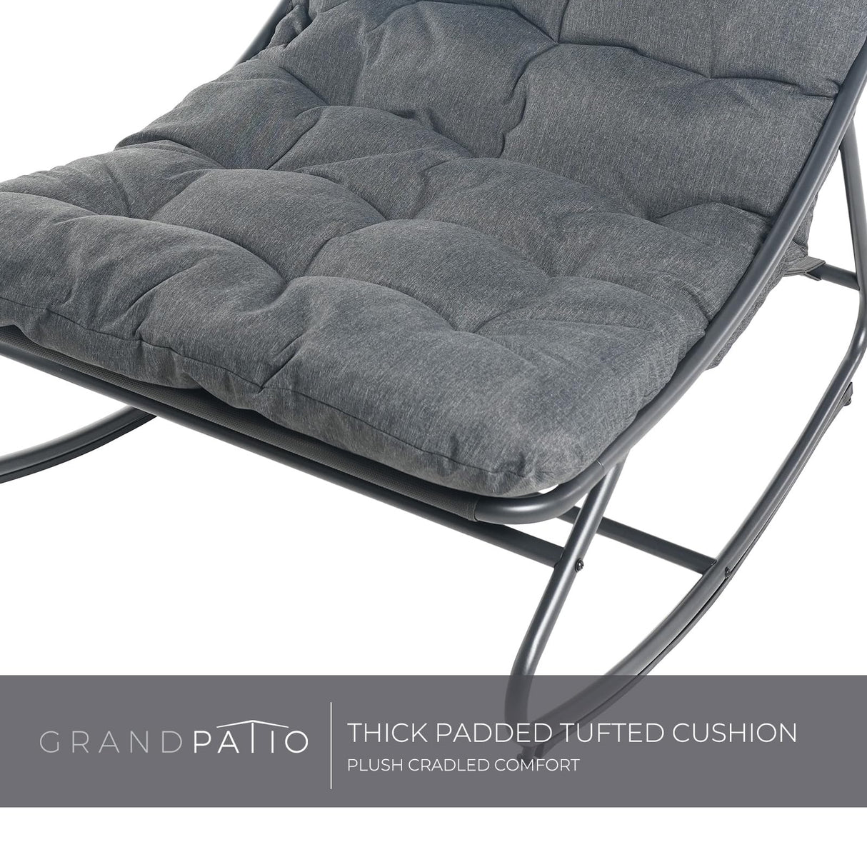 Grand patio Rocking Chair Indoor and Outdoor, Metal Patio Lounge Rocking Chair with Thick Cushion, Comfy Modern Rocker for Living Room Porch Backyard Grand patio