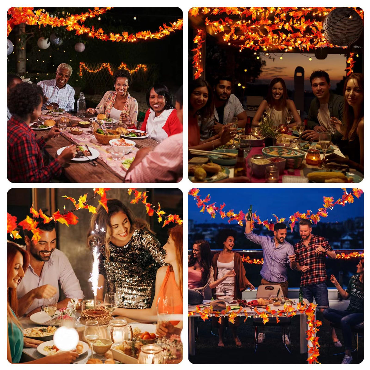 Fall Decorations for Home 9FT Plug in Thanksgiving Lights Lighted Fall Garland 50 Bulbs Maple Leaves Lights, Connectable Fall Light for Indoor Outdoor Halloween, Thanksgiving, Holidays Decorations Dirnun