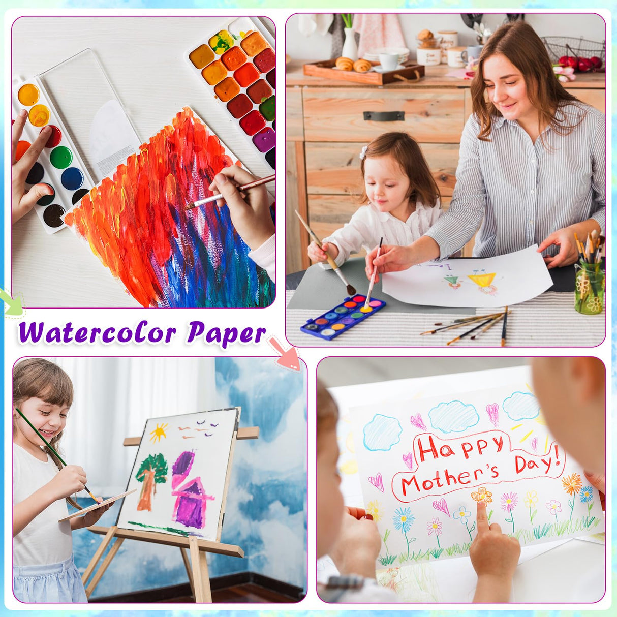 30 Sheets Watercolor Paper 5x7 Inch, 140 lb/300 GSM Cold Press Watercolor Paper Bulk, White Water Color Paper Cotton Paper for Kids Students Adults Beginners Artists Prudiut