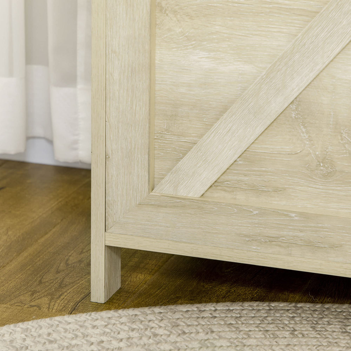 HOMCOM 30" Farmhouse Storage Bench, Lift Top Storage Chest with Safety Hinge to Open Up 100°, Wooden Trunk for Bedroom, Entryway, Living Room, Natural HOMCOM