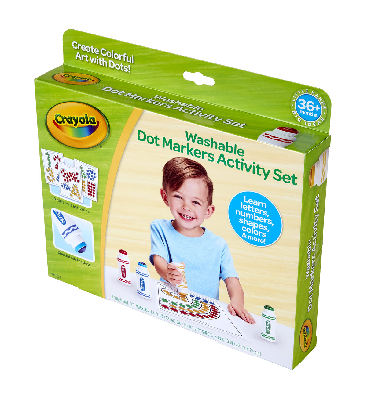 Crayola Washable Dot Markers Activity Set, 30 Toddler Coloring Pages & 4 Washable Markers, Dot Paints for Toddlers, Toddler Gifts, Ages 3+ Crayola