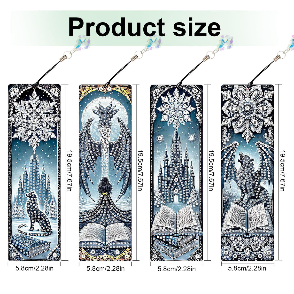 Antor 4 Pack Diamond Painting Bookmarks Kit for Adults – Snowflake Designs, DIY Halloween Themed Diamond Art Bookmarks Craft Gift Set, Small Diamond Art Projects, DIY Gemstone Bookmark Craft antor