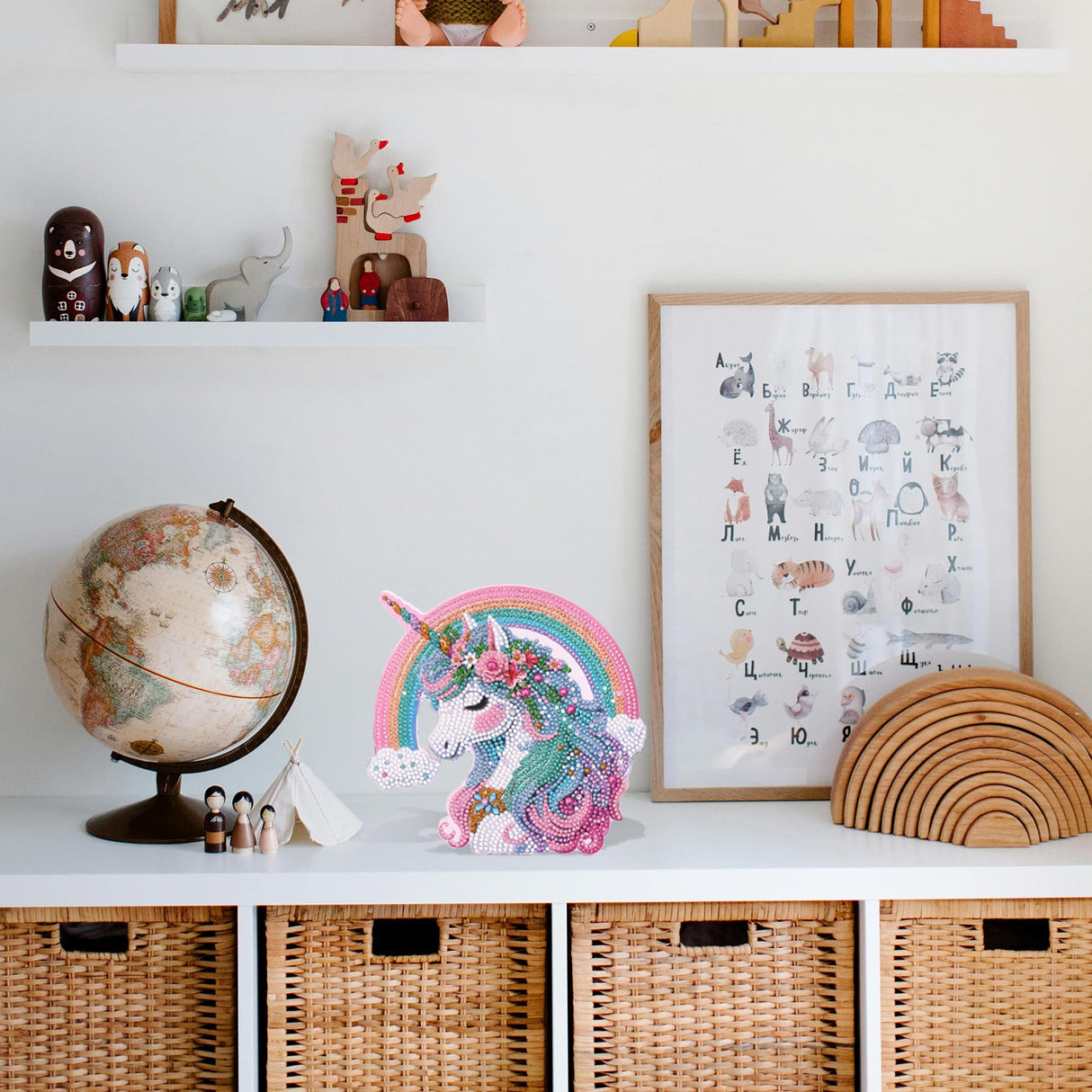 Tabletop Diamond Painting Ornaments Kits, Special Shaped Rhinestone Statues Desk Placement Ornament , 5D Rainbow Unicorn Diamond Art Figurines Sculpture Ornaments Crafts Kits for Adults Beginners Baipisan