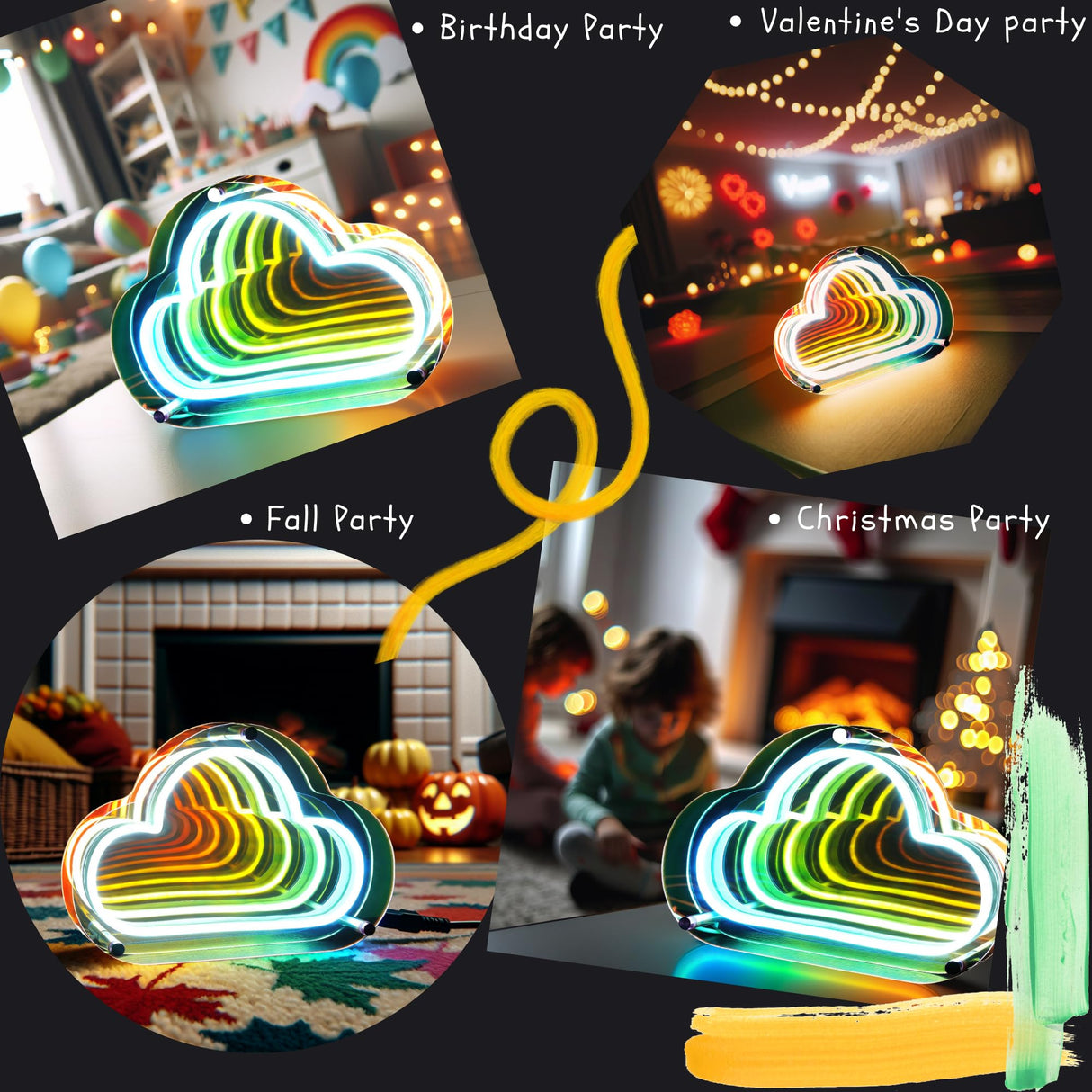 Fariita Infinity Cloud Neon Sign Light Up Infinity Mirror Double-Layer Acrylic Light Cloud LED Lamp with USB Power Bar Home Table Decor Gifts for Birthday Mather's Day Housewarming Congrats Grad Fariita