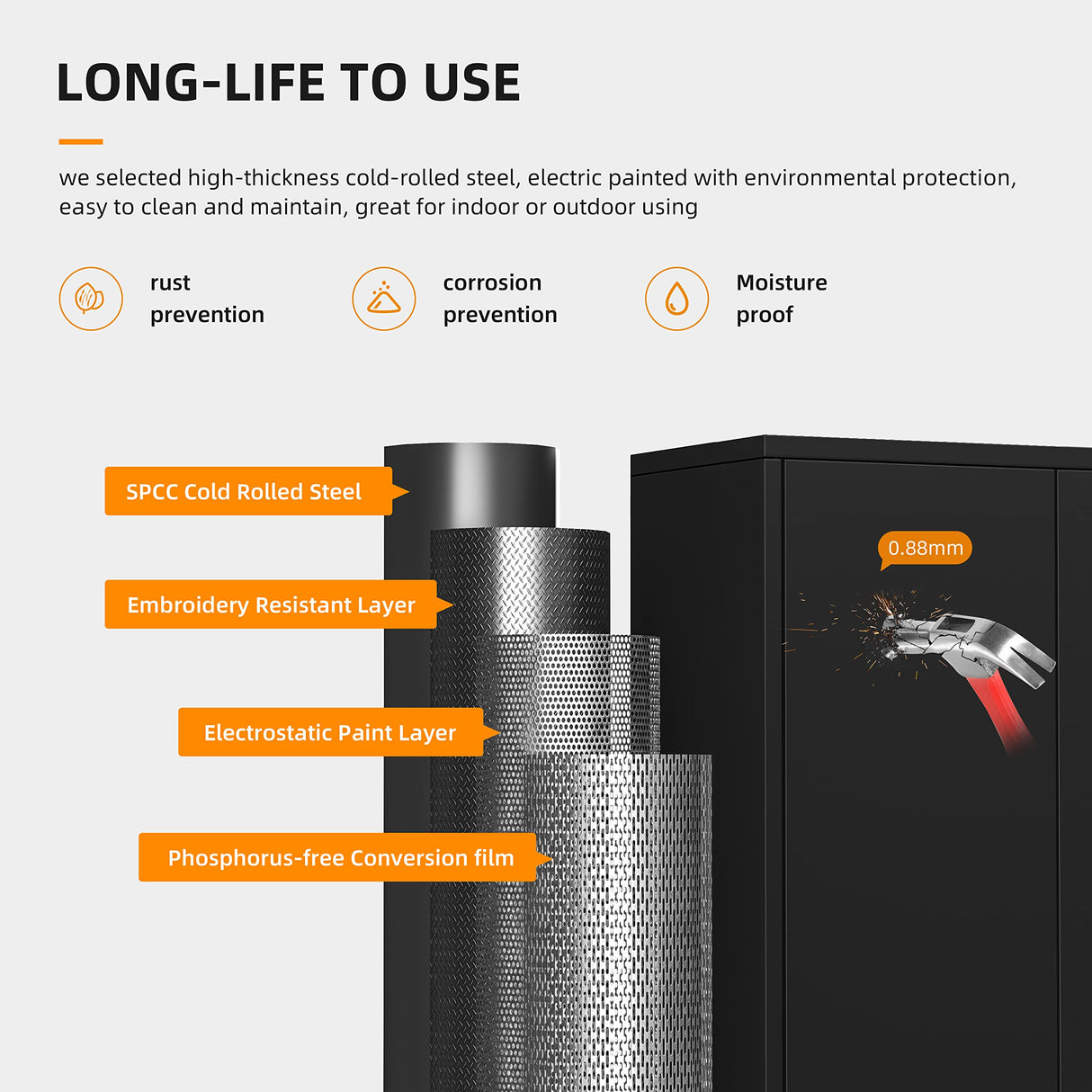 INTERGREAT Garage Storage Cabinets with Lock, 72" H Metal Storage Cabinet with Doors and Adjustable Shelves, Steel Tool Cabinet for Garage, Office, Warehouse, School, Black INTERGREAT