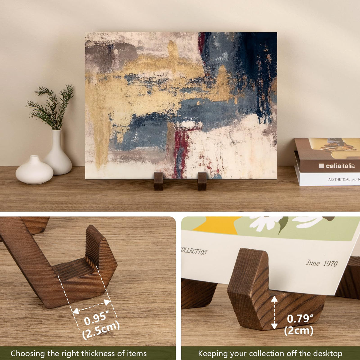 ANBOXIT Plate Display Stand, 6 Inch Plate Holder for Displaying, Decorative Picture Frame Dish Photo Plaque Platter Wood Stand ANBOXIT