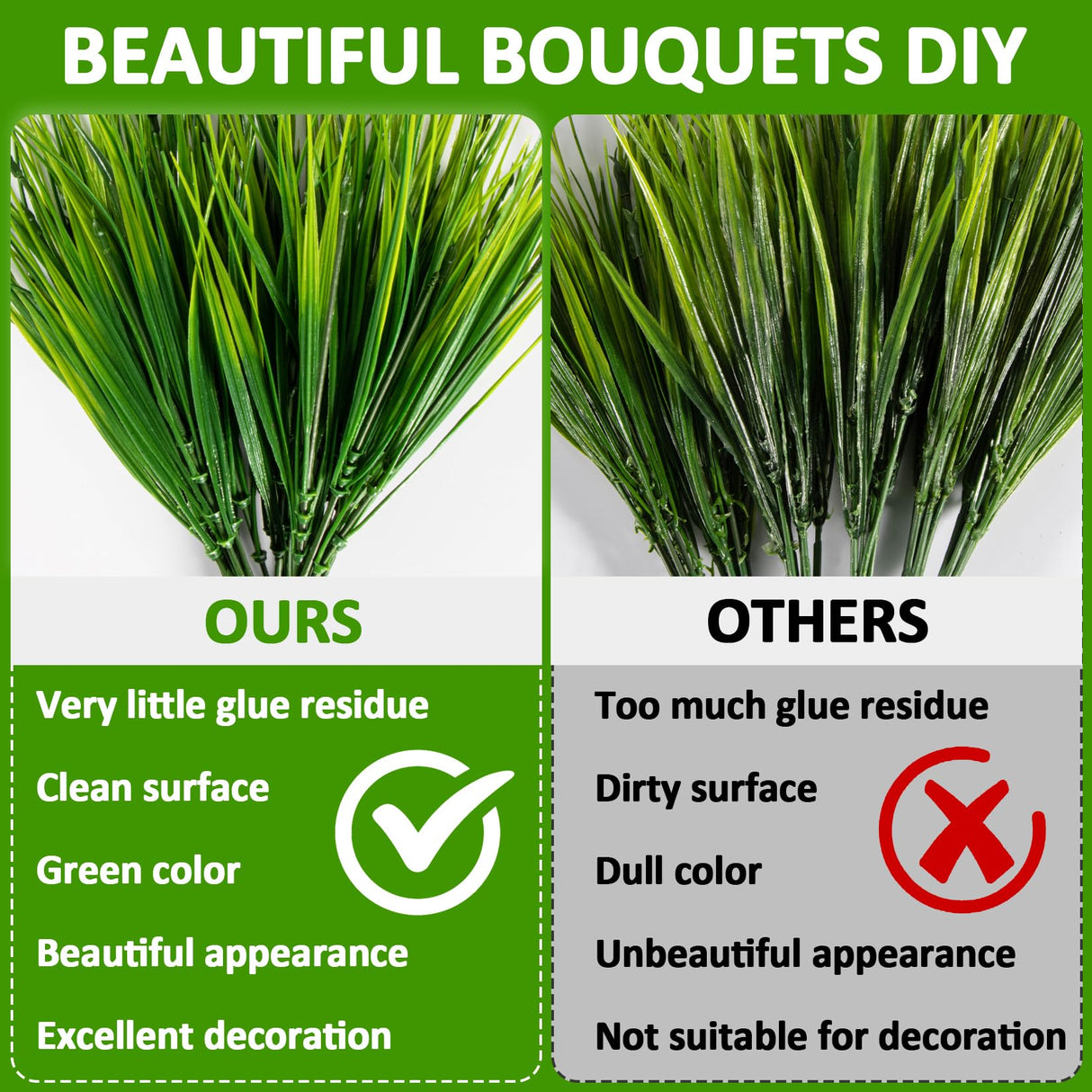 MAQIHAN 10 Artificial Grass Plant Outdoors - Faux Grass Fake Wheat Grass Decor Artificial UV Resistant Outdoor Plants Plastic Grass Outside Weed Plant Artificial Greenery for Porch Decorative MAQIHAN