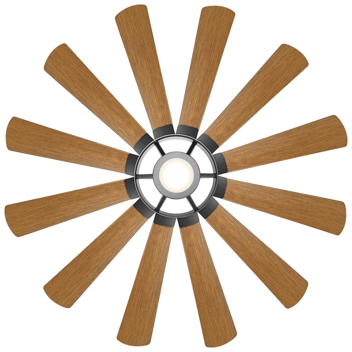 Windmill Indoor and Outdoor 12-Blade Smart Home Ceiling Fan 65in Matte Black Distressed Koa with 3000K LED Light Kit and Remote Control works with Alexa and iOS or Android App WAC Lighting