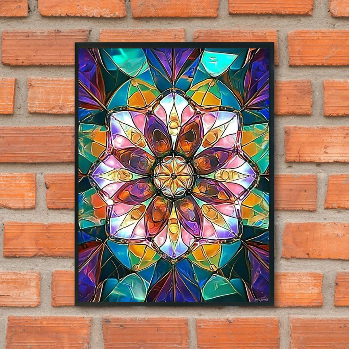 HMDIIMGE Kaleidoscope Adult Diamond Art Painting Kit, Stained Glass Diamond Painting Kit, DIY Round Full Diamond 5D Diamonds for Home Wall Decoration 12x16 Inch HMDIIMGE