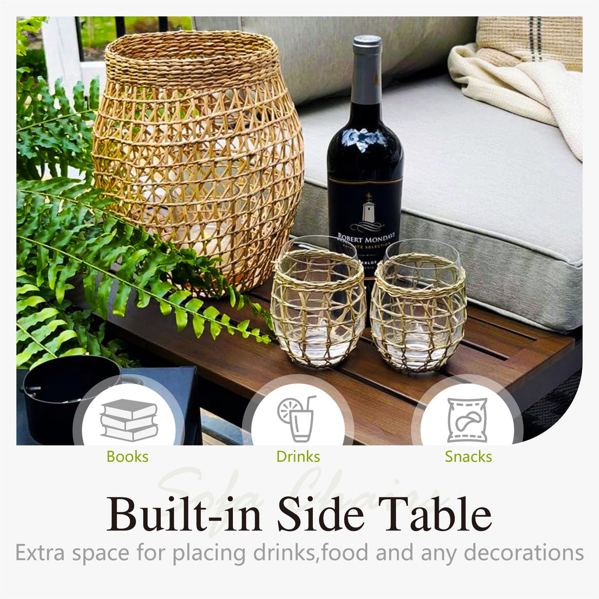 Sophia & William 6 Pieces Outdoor Patio Furniture Set, Metal Sectional Sofa Set Patio Conversation Set with Cushions-2 x Single Sofa with Side Table,2 x Single Sofa,1 x 2-Seat Sofa,1 x Tea Table Sophia & William