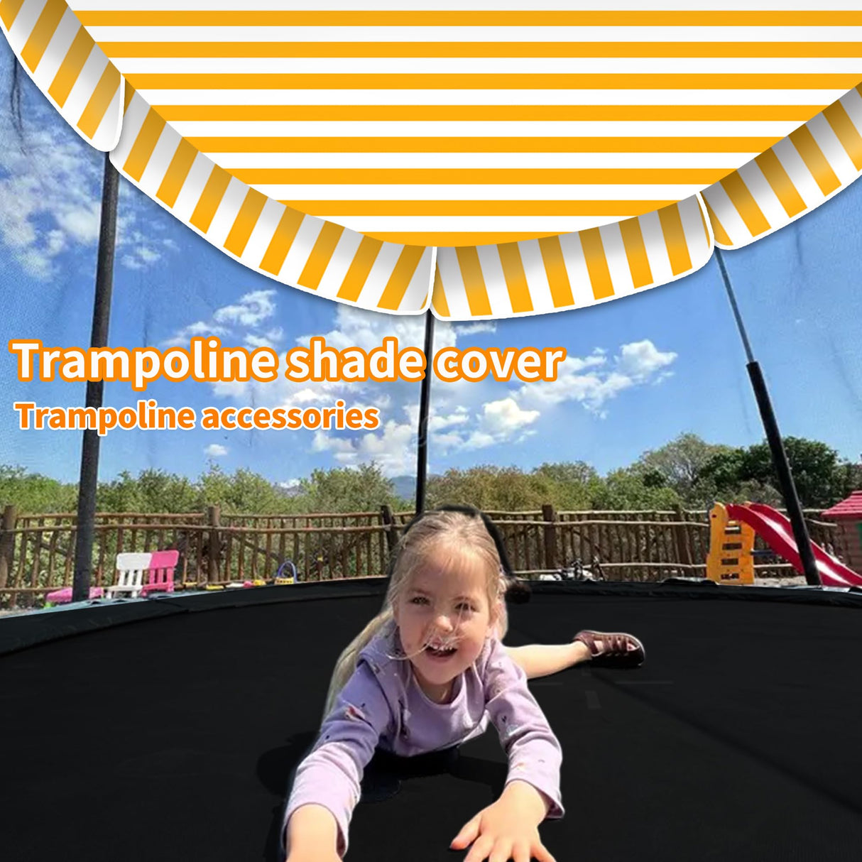 HMOCK Trampoline Shade Cover 16 Ft Round with Air Vent Anti-UV No Standing Water Suitable for 16Ft Round Trampoline Accessories 16ft Yellow HMOCK