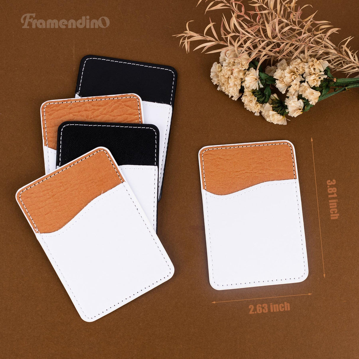 Framendino, 12 Pack Card Holders for Cell Phones Sublimation PU Leather Phone Back Card Pockets Stick PU Leather Card Holder for Phone Card Sleeves DIY Craft Framendino