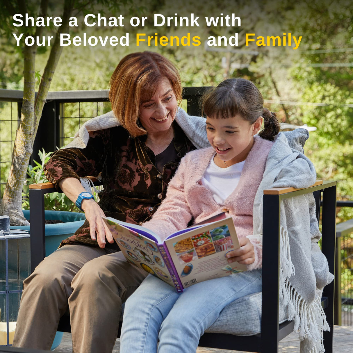 EAST OAK Courtyard Patio Furniture Set, 4-Piece Outdoor Patio Set with Sofa, Removable & Washable Deep Seating Cushion, Tempered Glass Table, Outside Patio Conversation Sets, Black & Grey EAST OAK