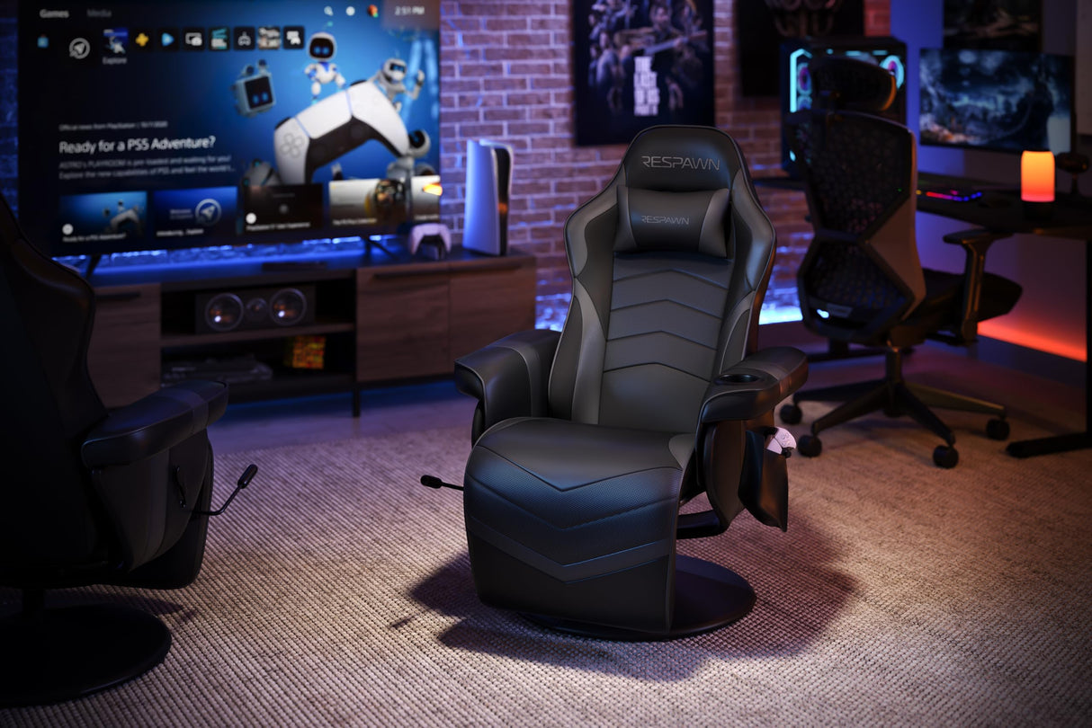 RESPAWN 900 Gaming Recliner - Video Games Console Recliner Chair, Computer Recliner, Adjustable Leg Rest and Recline, Recliner with Cupholder, Reclining Gaming Chair with Footrest - Gray RESPAWN